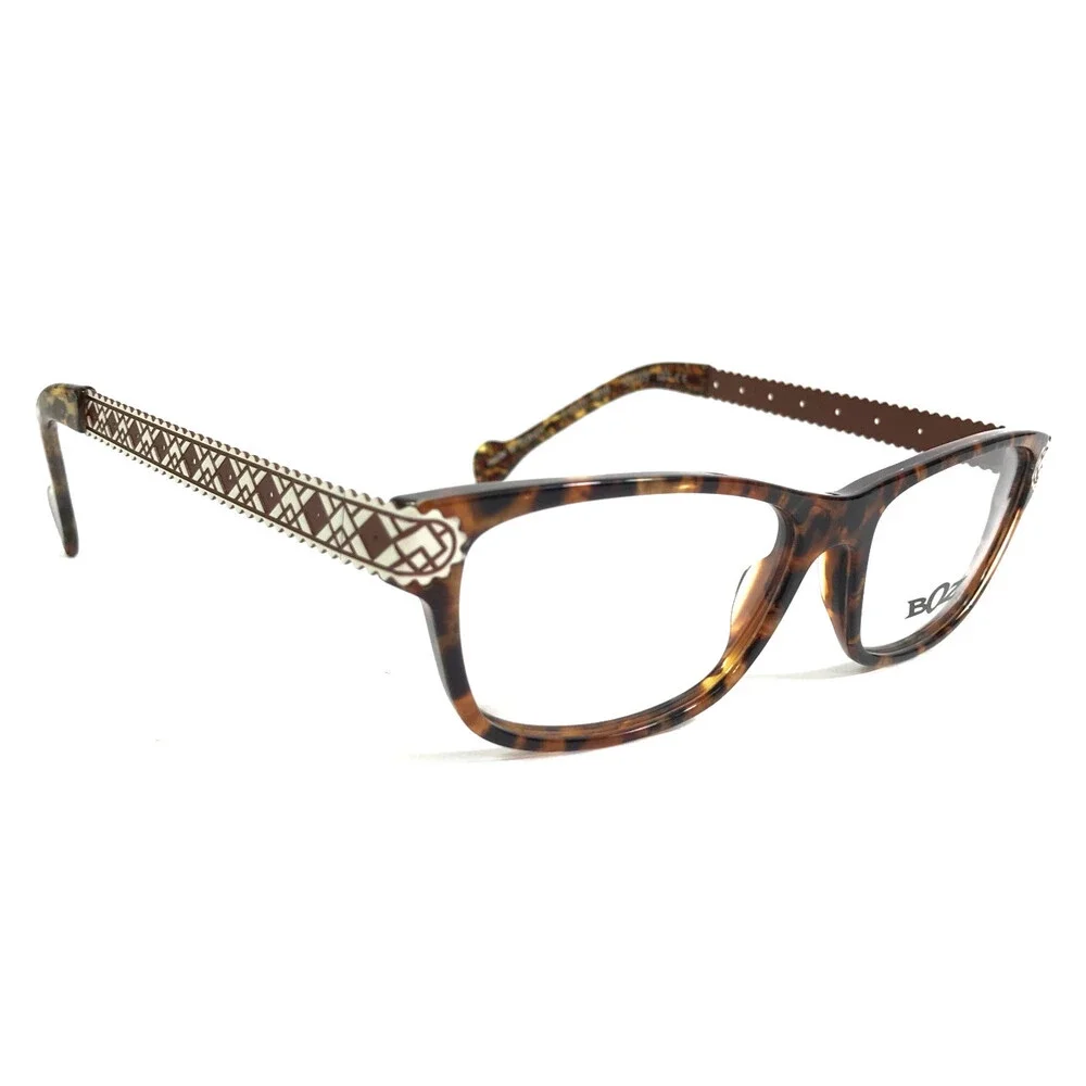 BOZ Eyeglasses Frames ZIGGY 9010 Panther White Brown Argyle Arms 53-15-137